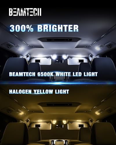image for BEAMTECH 194 LED Bulbs 6500K White, 168 T10 2825 W5W Interior LED Ligh