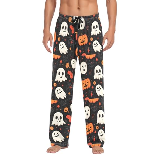 Pumpkins Spirits Men's Cotton Pajama Pants with Pockets and Drawstring Comfortable and Stylish,S2