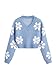 SHENHE Girl's Floral Print V Neck Long Sleeve Knitted Cropped Sweater Jumper Tops Blue 11-12Y