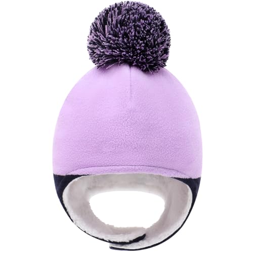 Baby Beanie Hat Pom Full Hood Hat Toddler Winter Hat Fleece Earflap Cap for 6M-4T Boys Girls Winter