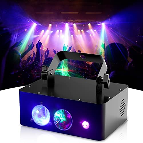 WZYBUTA DJ Party Lights - 3 in 1 DJ Disco Stage Lights Aurora Water Pattern Starry Sky Effect RGB Sound Activated & Disco Strobe Lighting for Indoor Xmas Decor Birthday Gift Dance Christmas Rave Show