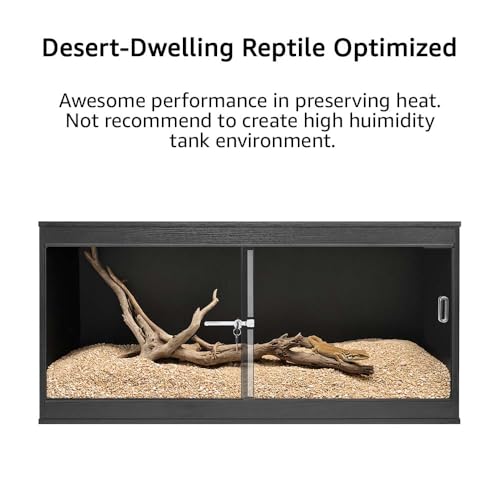 Image of unipaws 110 Gallon Reptile Tank for Lizards, Bearded Dragon Enclosure Cage | Stackable, Glass sliding Doors, Cable Port, Large Lockable Black Terrarium