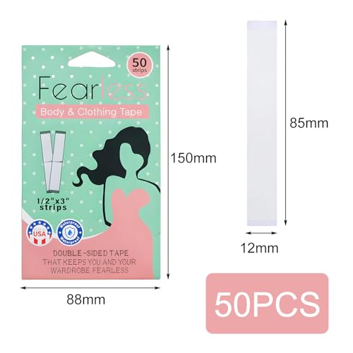 liuchanghe Fashion Tape Doppelseitig, 50 Stück Klebestreifen Kleidung, Transparentes Body Tape, Geeignet für alle Stoffarten und empfindliche Haut