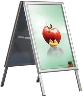 A1 size Poster (594 X 841 mm) A-Frame Board Pavement Sign, Portable Poster Stand with Aluminium Frame, Mitered Corner - Durable and Sturdy Outdoor Poster Display Silver