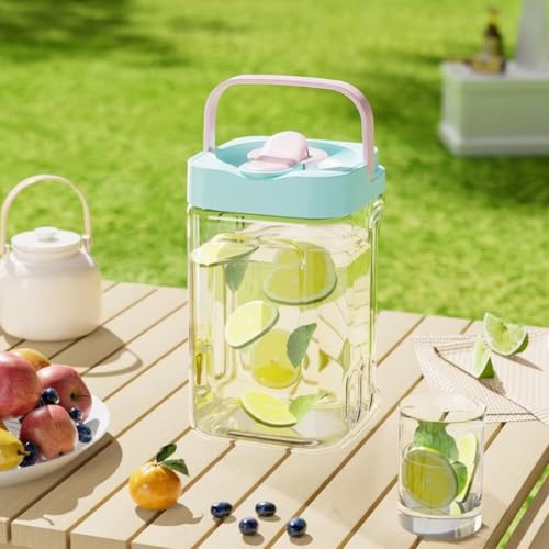 麦茶ポット 冷水筒 お茶ポット 水差し 冷水容器 ピッチャー ドリンクサーバー ウォーターボトル ティーポット 横置き 洗いやすい 漏れない 冷蔵庫対応 (容量:約2500ml,イエロー)