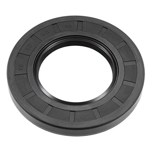 uxcell Oil Seal, TC 50mm x 90mm x 10mm Nitrile Rubber Cover Double Lip with Spring for Bearing Shaft, Black Pack of 1
