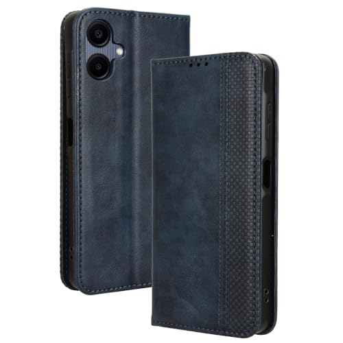 RonRun Coque Compatible ave Samsung Galaxy A06, Étui à Rabat Portefeuille PU Cuir Multifonction Housse de Protection Antichoc, Bleu