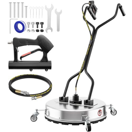 51 cm Hochdruckreiniger, Oberflächenreiniger Edelstahl mit 4 Rädern, 9,5 mm Schnellanschluss, 4500 PSI Bodenreinigungs Power Washer für Beton, Terrasse, Deck