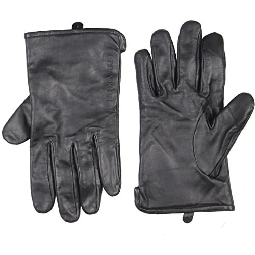 Calvin Klein Luvas de Couro Masculinas, Preto, G