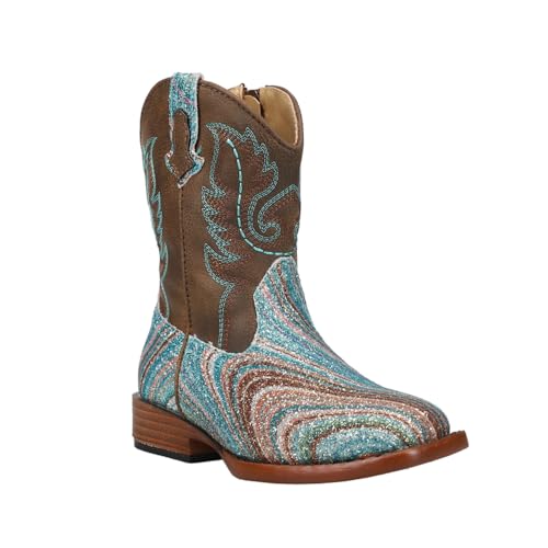 ROPER Toddler Girls Glitter Swirl Ii Square Toe Casual Boots Ankle - Blue, Brown, Multi2