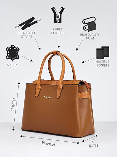 Image of Fargo Roam Handbag for Women | Vegan Leather with 15-Inch Laptop Compartment, RFID Pocket, Smooth Zip & Premium Look | Stylish Office, College & Travel Bag | Made in India