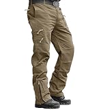 MAGCOMSEN Mens Hiking Tactical Outdoor Trousers Cotton Work Cargo Pants for Camping Walking,Khaki,34