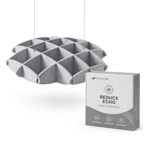 Arrowzoom Acoustic Ceiling Panels, Elegant Sound Absorbers for Ceiling Noise Control, Dense Polyester Fiberboard Acoustic Ceiling Tiles for Office, Home Theater and Recording Studio, 80 cm 31", Gray