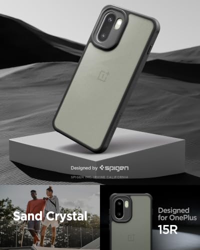 Image of Spigen Essential Sand Crystal for OnePlus 15R Case [Translucent] [Bumper] OnePlus 15R Back Cover | TPU+PC - Frost Black