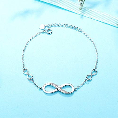 Crazy-M Infinity Armbänder Damen Armband 925 Sterling Silber Funkeln Kubisches Zirkonia Kuss Armband Akzent Unendlichkeit für Immer Armbänder für Damen 925 Sterling Silber Armband (silber-Farbe)