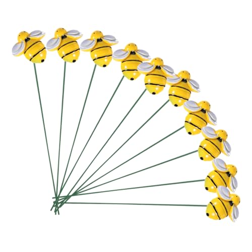UPKOCH 10個 庭の装飾 フラワースティック 庭の蜂の標識 植木鉢スティック ミツバチの庭のアート 金属蜂の屋外装飾 装飾的な花の杭 ひまわり畑のステークス 養蜂場の杭 ミツバチのスティッ