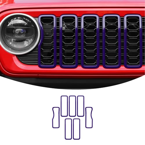 Image of Linskip for 2024-2025 Jeep Wrangler JL 4XE & Gladiator JT Grille Inserts, Meshless Grille Bezel Covers for Jeep Wrangler Sport Rubicon Sahara Willys Mojave Rubicon,Exterior Accessories(Purple)