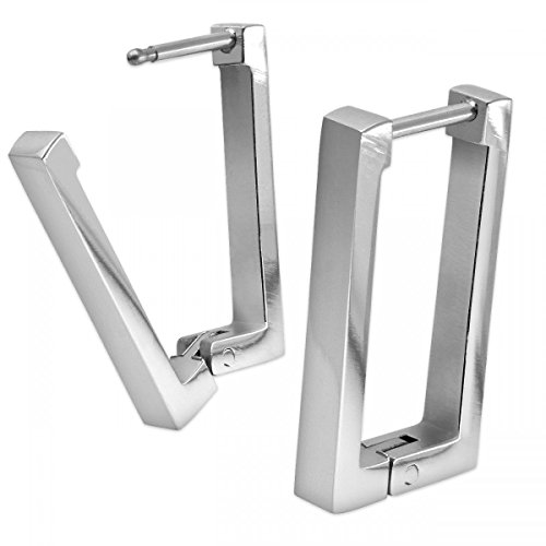 SoulCats® 1 paire de boucles d'oreilles en acier inoxydable de forme rectangulaire en argent Cover