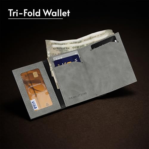 Image of The Wallet Store SlideX Neo RFID-Protected Pop-Up Card Holder Wallet for Men | Minimalist Leather Smart Wallet with Quick Access Ejector | Compact Dual-Color Card Case | Holds 6-10 Cards (Black)