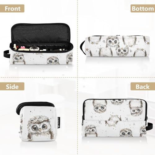 Funda de viaje 2 en 1 para rizador y plancha de pelo, con estera resistente al calor y cremallera, anti-polvo, blanca con diseño de búho miniatura 5