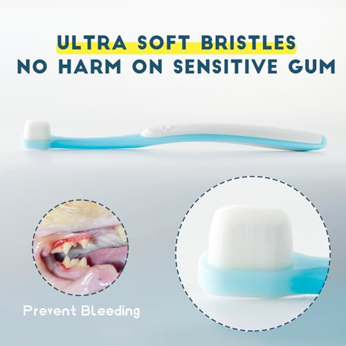 Image of Small Dog Toothbrush, Cat & Puppy Tooth Brushing Kit, Ultra Soft & Mini Head Teeth Brush for Kitten & Tiny Pet 1 PCS, Blue