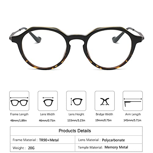 Image of Blue Light Blocking Glasses Men Women Computer Gaming Glasses Trendy Anti Eyestrain TR90 Lightweight Frame 09804 (Bright Black /Glod)