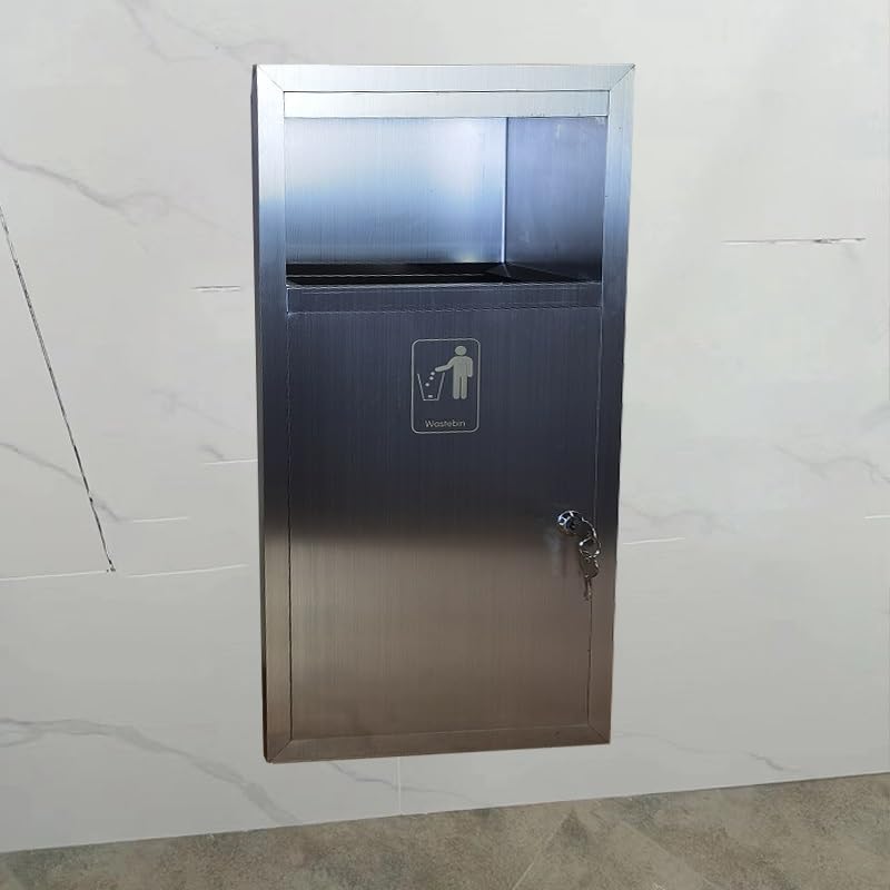Distributore di carta igienica, cestino per rifiuti, nicchie per carta igienica in acciaio inox commerciale, contenitore per rifiuti a parete, organizzatore per bagni pubblici di hotel (31x75x12 cm)