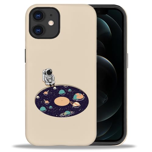 yicomon Compatible with iPhone 11 Case，Space Disc Astronaut Pattern Print Matte Phone Case Durable Fashion Funny Liquid Silicone Case Soft Anti-Scratch Shockproof Protective Cover