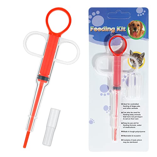 Nuanchu 2 Pieces Pet Pill Plunger Popper For Small Cats Dogs Pill Gun Dispenser Shooter Pet Piller Soft Tip Tablet Syringe Pusher Animal Medicine Feeder For Feeding Accessories (Red, Green) #TOP6
