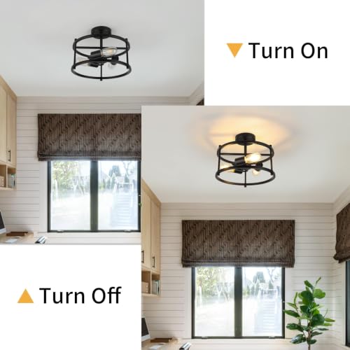 foucasal 3-Light Industrial Semi Flush Mount Ceiling Light Black 12.59" - image 4