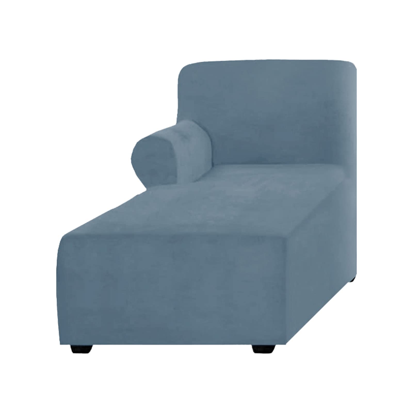 GEBIN Velvet Chaise Lounge Cover, Left/Right Chaise Longue Chair Slipcover Pet Furniture Protector Recliner Sofa Slipcover (Grey Blue,Left Chaise Lounge)