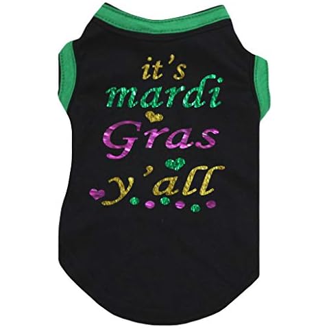 Petitebella It's Mardi Gras Y'all Puppy Dog Shirt (Black, Medium) Cover