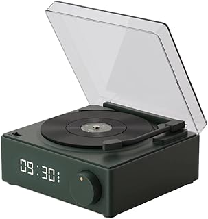KintiSun Vintage Vinyl Record Player Style Bluetooth Speaker Phonograph Style Retro Bluetooth Speaker Green Cute Look Gift for Girls Good Bass Enhancement Loud Volume