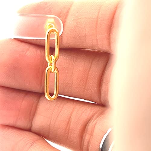 Y'all Sterling Silver -18k Gold Plated over Sterling Silver - Lightweight Paperclip Link Drop Earrings - Handcrafted in Italy 1" dangle post earring.3