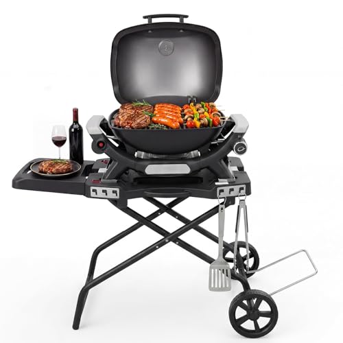 Image of Portable Grill Cart for Weber Q1200, Q1000, Q2200, Q2000, Collapsible Griddle Stand for Blackstone 17 inch 22 inch Table Top Griddles, Outdoor Portable Folding Cart
