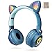 Produktbild PowerLocus Bluetooth Kopfhörer Kinder, LED Katzenohren, 85dB Sichere Lautstärke, Bluetooth 5.3, Micro SD/TF, HD Stereo, Kabellose und Kabel, Kinder Kopfhörer mit Mikrofon für Handy, Tablets, PC,Reisen