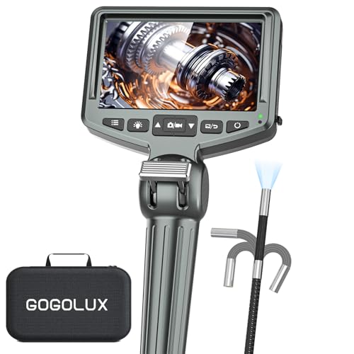 Two-Way Articulating Borescope 1080P, Industrial Endoscope Camera with Light, Inspection Snake Camera with 5.5mm Probe for Automotive Aircraft Home Mechanics (5.5FT)