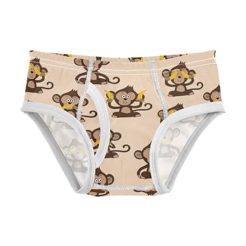 LUYISI 子供 パンツ ブリーフ 猿 バナナ 男の子 棉 下着 前開き 肌触り良い 快適 保育園用 小学生 オールシーズン 3T