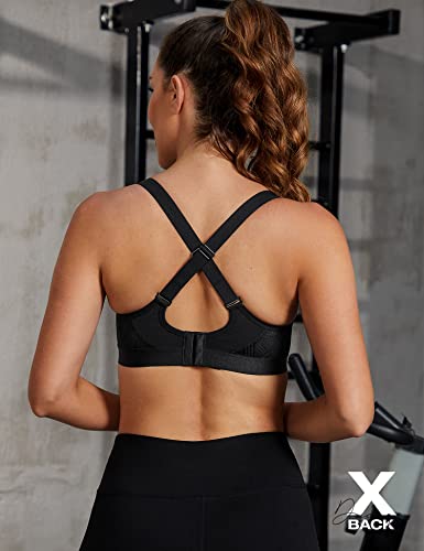Zerobound High Impact Sports Bras For Women Plus Size Wirefree Non Padded High Supports Workout Bras (Black,34B) #TOP5