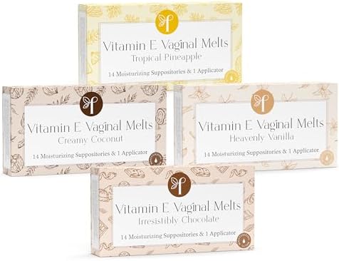 Femallay Tropical Getaway Moisturizing Suppository Melt Bundle, 100% Natural Suppositories for Vaginal Odor, and Dryness, 14 Individually-Sealed, Scented Melts + 1 Applicator, 4-Pack