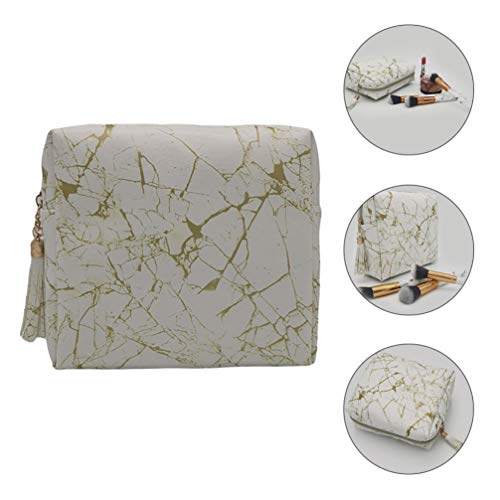 Amosfun Bolsa de maquiagem para cosméticos, bolsa de maquiagem com design de mármore, bolsa de maqui