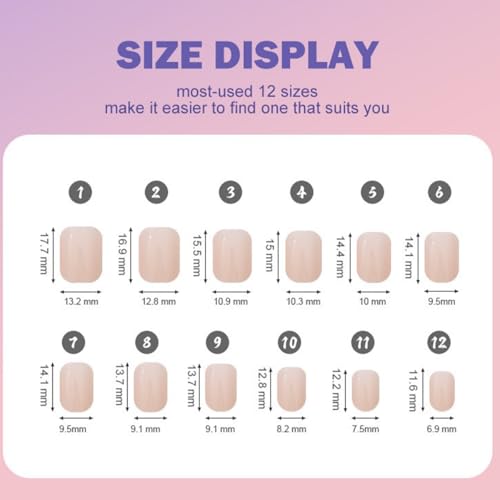 Image of 576Pcs Short Square Press on Nails Glossy Full Copver Fake Nails Solid Color False Nails Pure Color Glue on Nails Reusable Artificial Acrylic Stick on Nails for Women 12 Colors Manicure