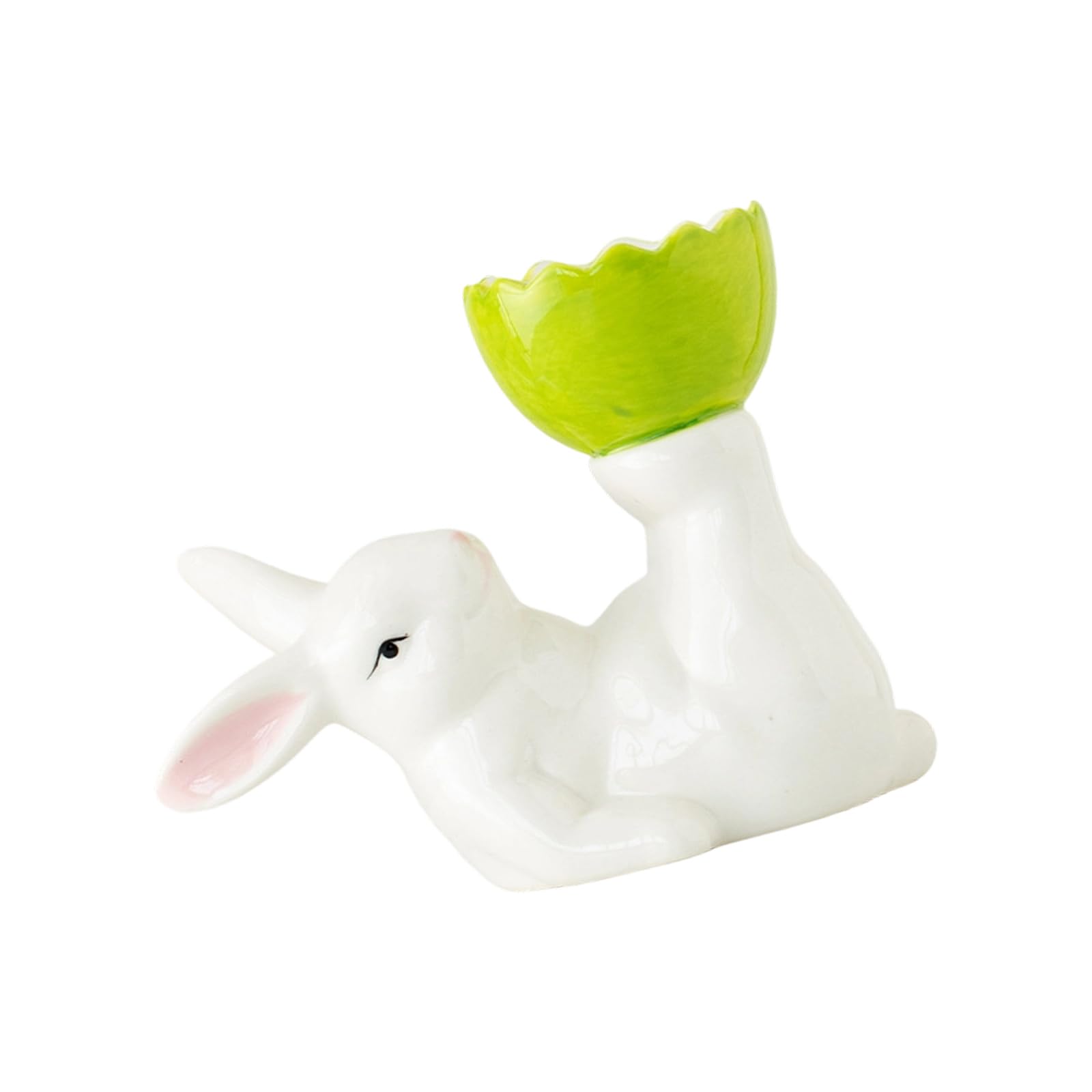 TFAOYS Delicate Rabbits Decorated Ceramic Eggs Plate Spring Festival Table Decors Suitable for Easter Breakfast and Event Easter Ceramic Eggs Tray