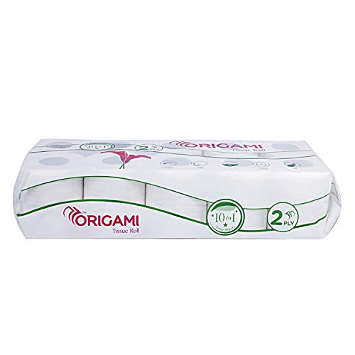 Image of Origami So Soft 2 Ply 10 in 1 Toilet Tissue Paper Roll | Ultra Absorbent with No Clog & Easy Flush Feature | Gentle on Skin | Carton of 8 Pcs (230 Pulls Each, 18400 Sheets) for Office & Commercial Use