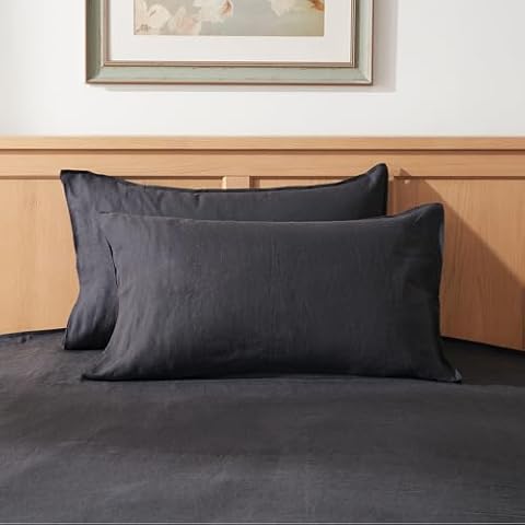 TOSMO 100% Linen Pillowcases Set of 2 Cover
