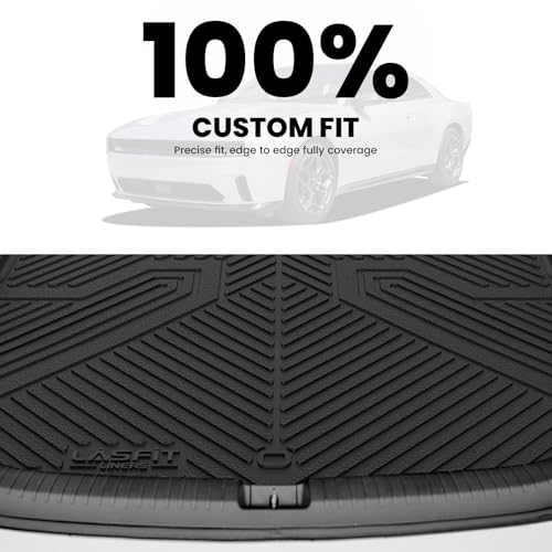 Image of LASFIT Cargo Mat for Dodge Charger Daytona EV 2-Door 2024-2026 | Not Fit Gas or 4-Door Models, All Weather TPE Custom Fit Cargo Trunk Liner Accessories, Black