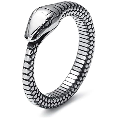 MASARWA Men Rings Stainless Steel Snake Ring for Men Women Gothic Biker Punk Jewellery Size V 1/2 Cover