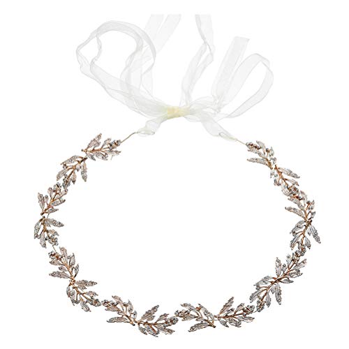 KESYOO Metal Leaf Bridal Belt Wedding Crystal Dress Belt Bridal Waist Chain Beautiful Accessory (Golden)