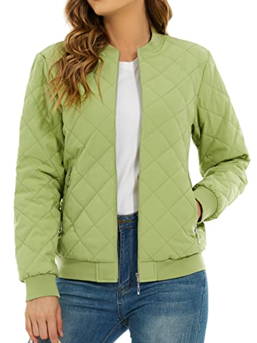 Tacvasen Diamond Quilted Jackets For Women Full Zip Up Lightweight Outerwear Casual Bomber Jacket Windbreaker With 2 Zip Pockets #TOP19