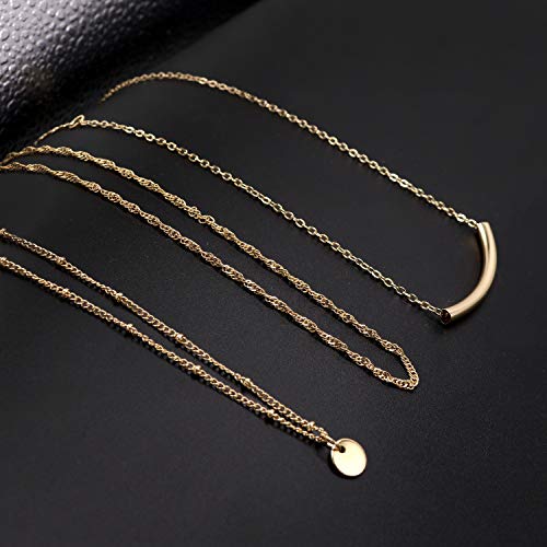 Aisansty Layered Coin Tube Pendant Choker Necklace For Women Girls Dainty Gold Plated Layering Chain Neckalce Set #TOP3